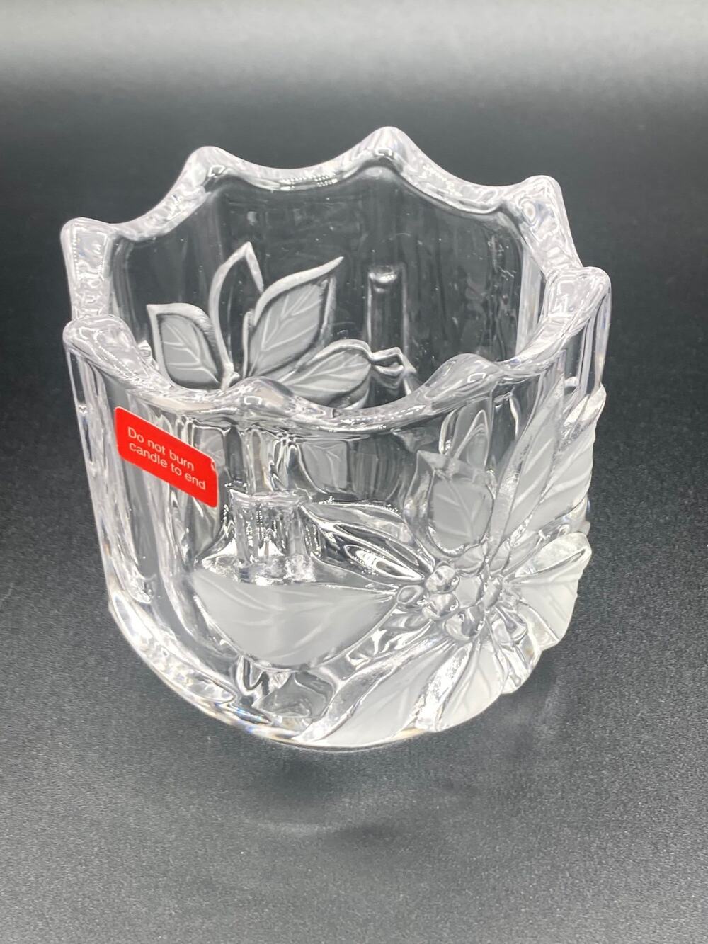 Vintage Mikasa Poinsettia Crystal Votive Candle Holder